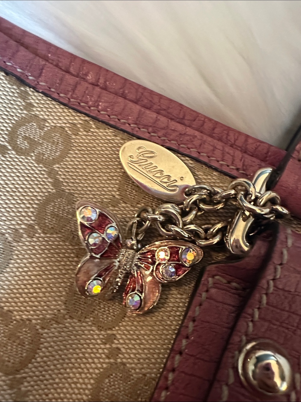 EUC GUCCI JOLICOEUR Pink & GG Canvas Tote Cert of Auth included. She’s a beauty - Picture 3 of 16